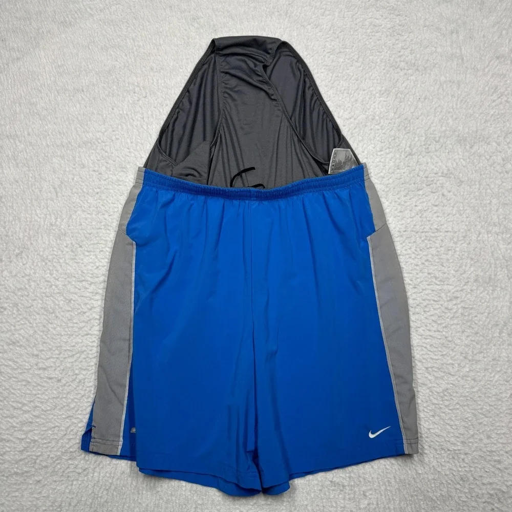 Nike‎ Dry Fit Running Shorts Blue with Liner Drawstring Performance Men's Size M